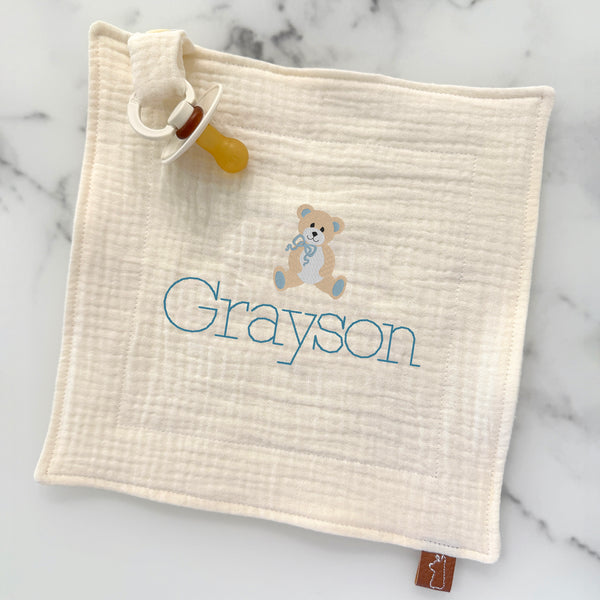 Baby Pacifier Lovey | Teddy Bear - BOY