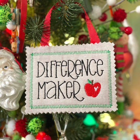 Difference Maker Ornament Embroidered