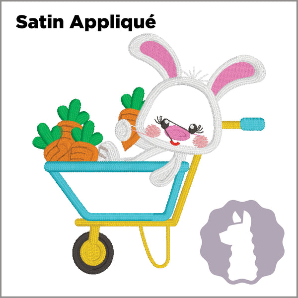 Bunny in a Wheelbarrow Full of Carrots Appliqué
