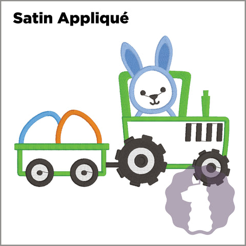 Easter Bunny Driving Tractor Appliqué