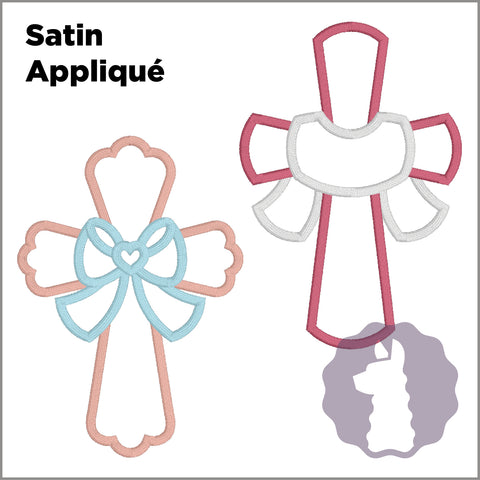 Cross with Sash/Bow Appliqué | SATIN