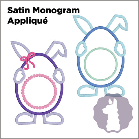 Bunny Holding Easter Egg Monogram Appliqué
