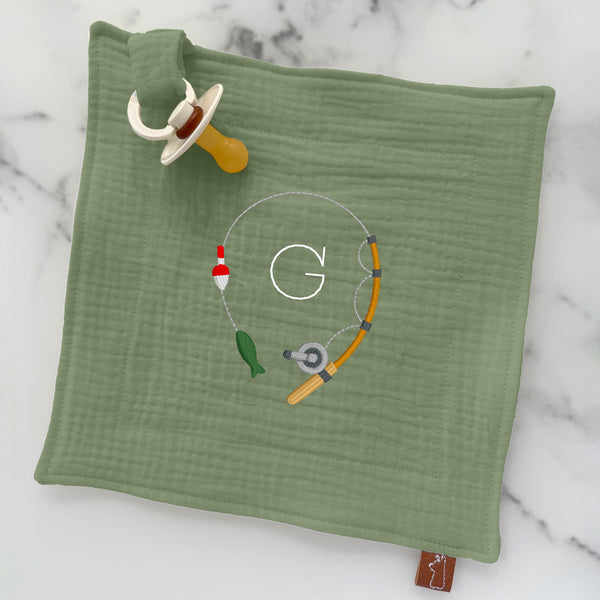 Baby Pacifier Lovey | Fishing Monogram Frame