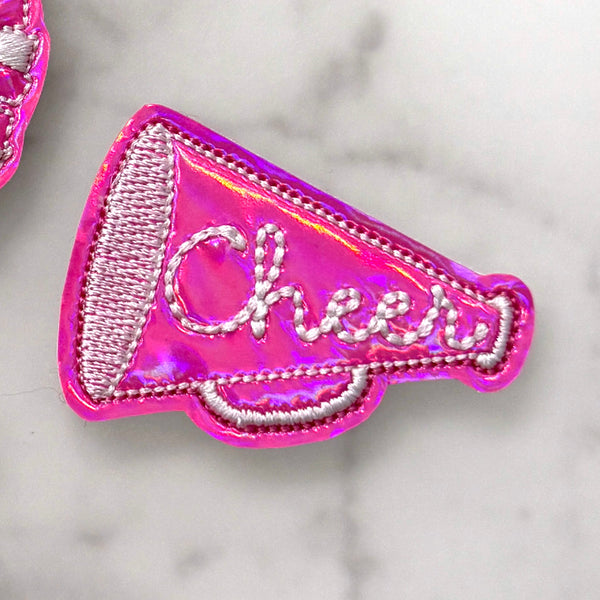 Cheer Megaphone Feltie Clip | PINK & WHITE