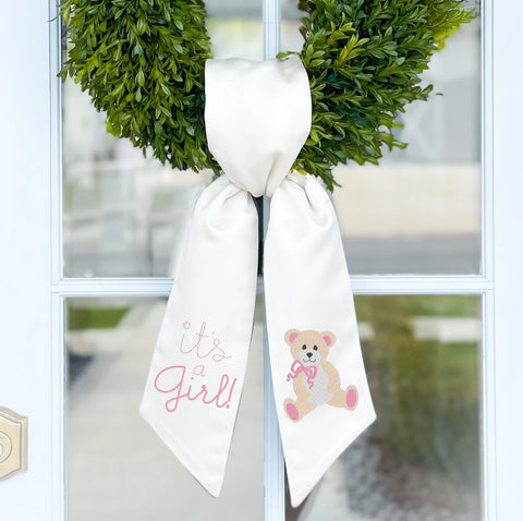 Wreath Sash | Bear with "It's a GIRL!"