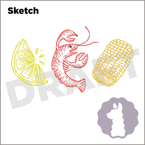 Crawfish Boil Sketch Illustration
