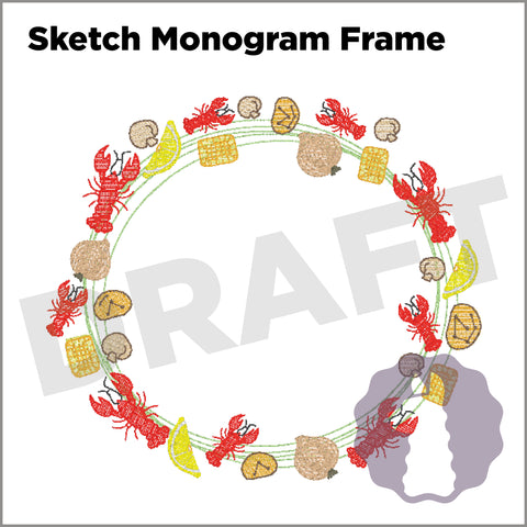 Crawfish Boil Monogram Sketch Frame