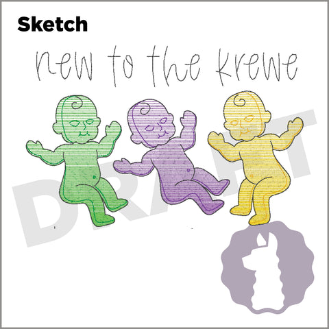 "New to the Krewe" King Cake Baby Sketch