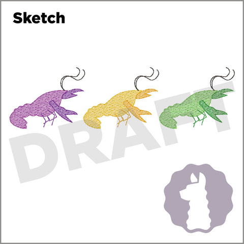 Mardi Gras Crawfish Trio Sketch
