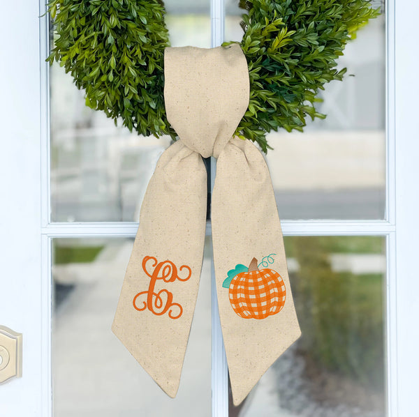 Wreath Sash | Plaid Pumpkin
