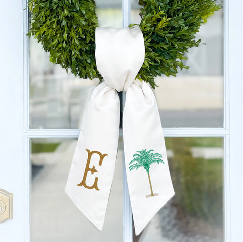 Wreath Sash | Palm with Monogram
