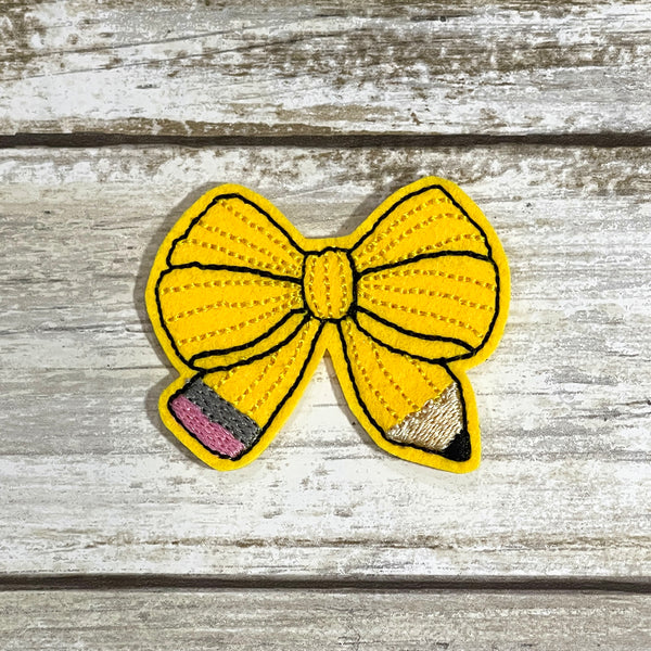 Pencil Bow Feltie Clip