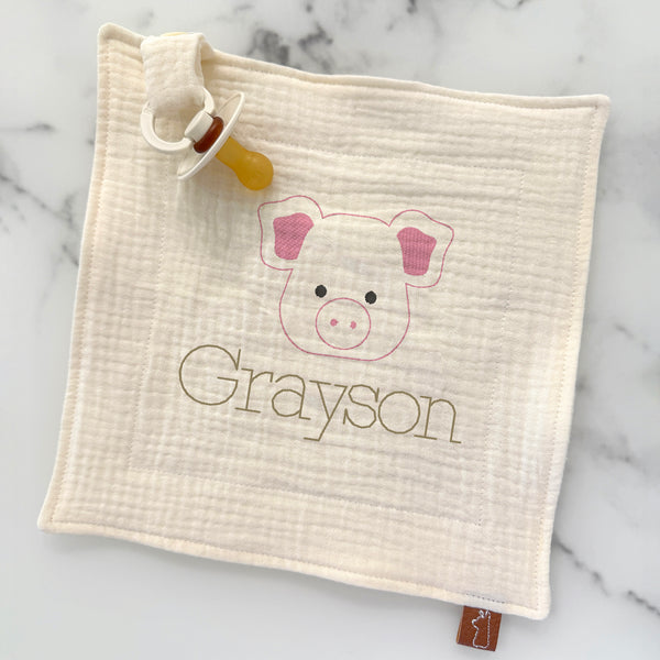 Baby Pacifier Lovey | Pig
