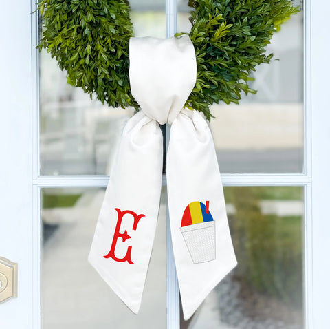 Wreath Sash | Snowball with Monogram
