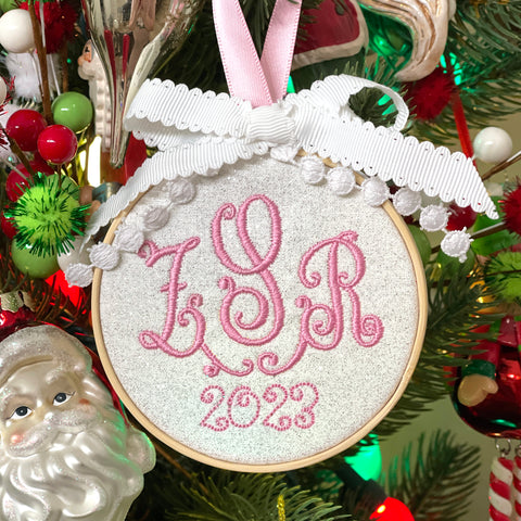 Custom Monogram & Year Ornament Hoop