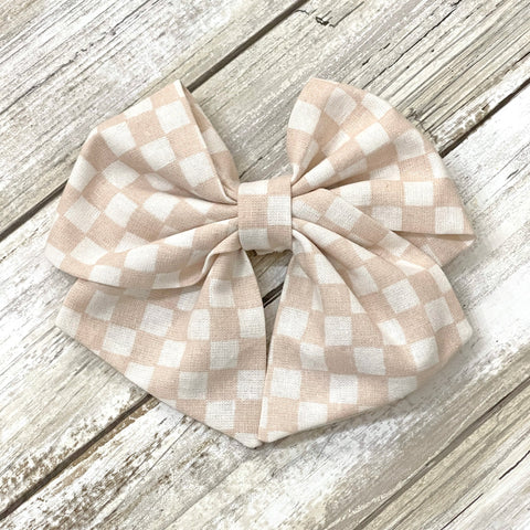 Beige Checkered Bow | SIZE & STYLE OPTIONS