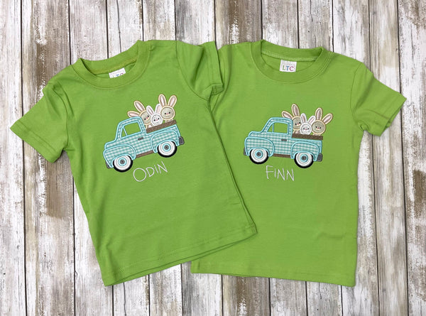 Easter Truck with Bunnies Appliqué