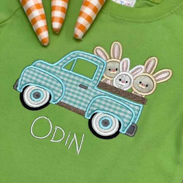Easter Truck with Bunnies Appliqué
