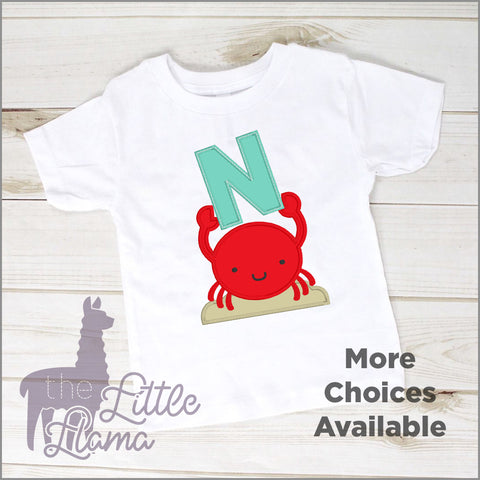 Crab with Initial Appliqué | LARGE