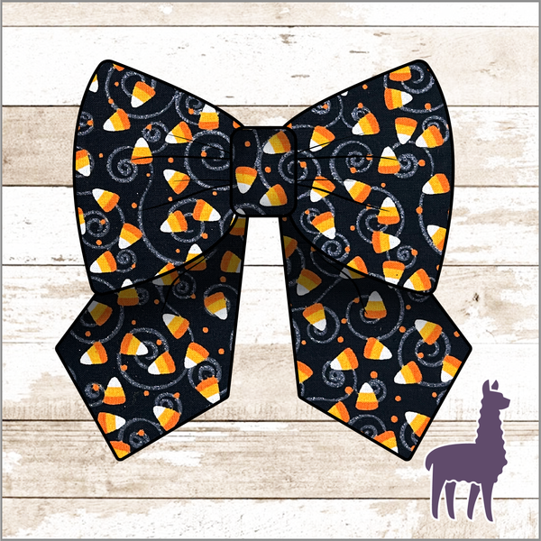 Monogram Candy Corn Swirls Bow | GLITTER