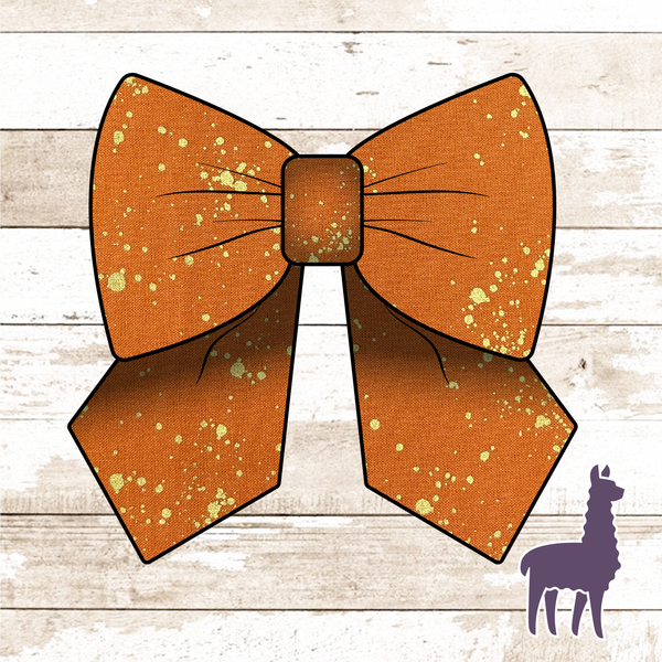 Monogram Orange Gold Splatter Bow | METALLIC