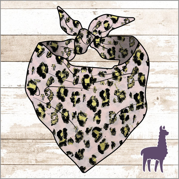 Pink and Gold Leopard Print Bandana