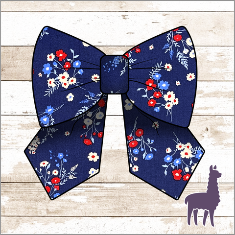 Monogram Red, White & Blue Floral Bow