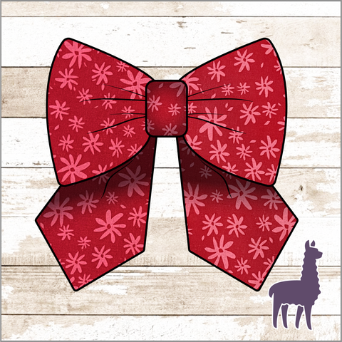 Monogram Red & Pink Floral Bow