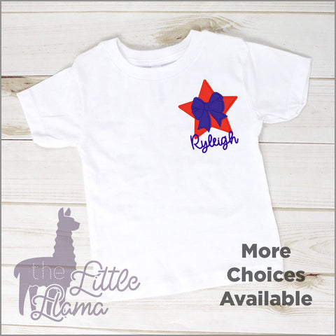 4th of July Star with Bow Appliqué | SMALL