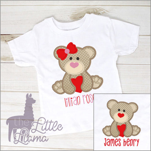 Valentines Teddy Bear with Heart Appliqué | BOY & GIRL