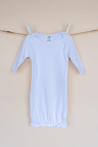 Long Sleeve Ruffle Bottom Baby Gown Blank