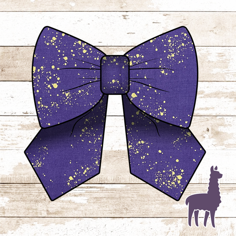 Monogram Purple Gold Splatter Bow | METALLIC