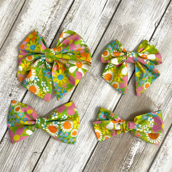 Retro Floral Bow | STYLE & SIZE OPTIONS