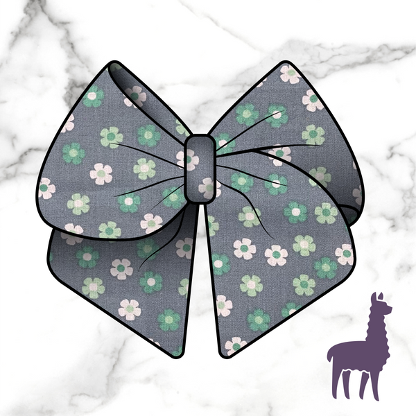 70's Blue Floral Bow | SIZE & STYLE OPTIONS