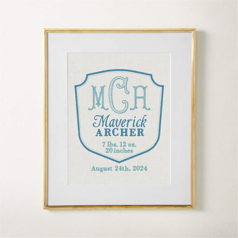 8x10 Baby Stats Embroidered Print