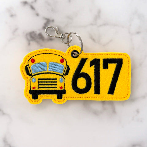 School Bus # Number Bag Tag