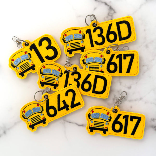 School Bus # Number Bag Tag