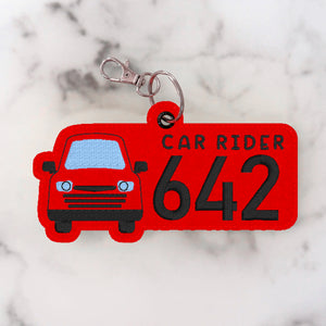Car Rider # Number Bag Tag