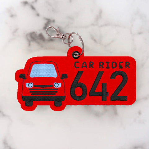 Car Rider # Number Bag Tag
