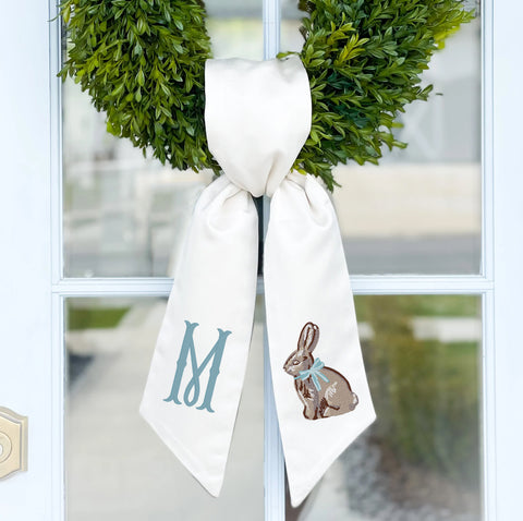 Wreath Sash | Chocolate Bunny with Monogram