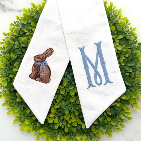 Wreath Sash | Chocolate Bunny with Monogram