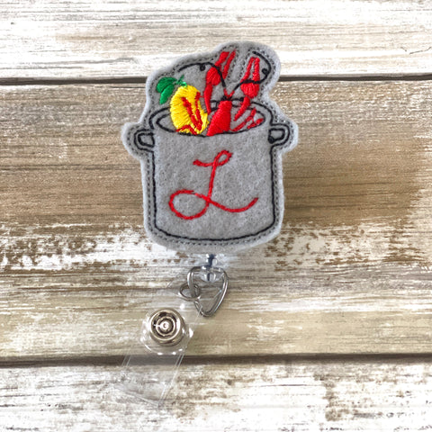 Crawfish Boil Badge Reel | Monogrammed