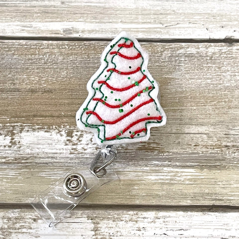 Christmas Tree Cake Badge Reel