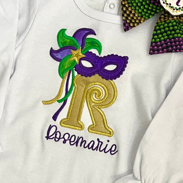 Mardi Gras Initial Letter Appliqué