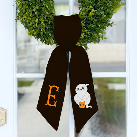 Wreath Sash | Ghost with Candy Bucket