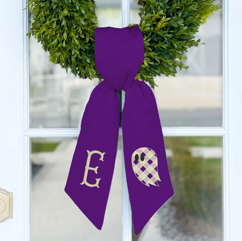 Wreath Sash | GLOW-IN-DARK Plaid Ghost