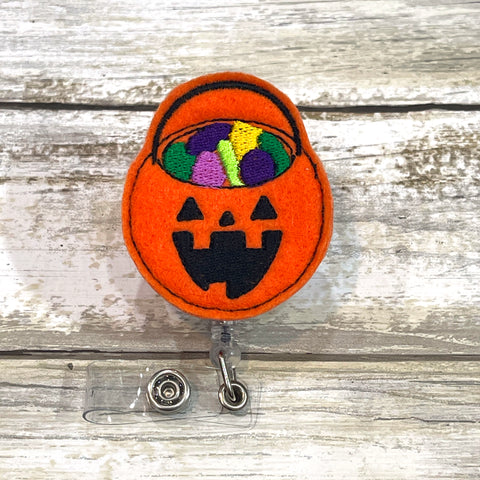 Halloween Candy Bucket Badge Reel