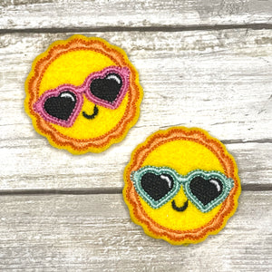 Sun Wearing Heart-Shaped Sunglasses Feltie Clip