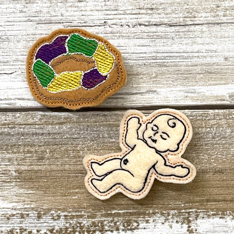 King Cake & Baby Feltie Clip | SET