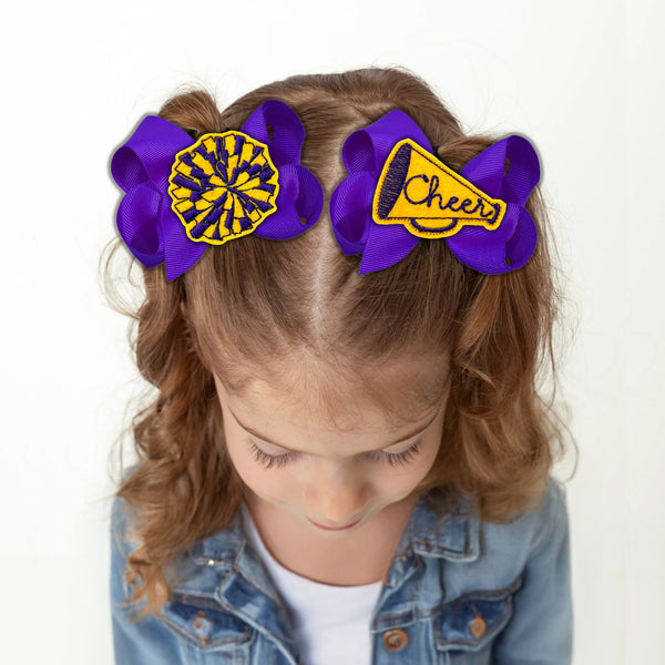 Cheer Megaphone & Pom Pom Feltie Clip Set | Choose Your Team Colors